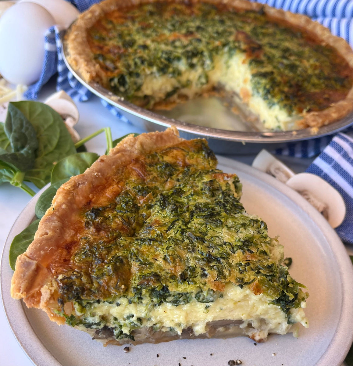 Gluten Free Spinach, Mushroom & Goat Cheese Quiche The Flaky Apple Pie Co