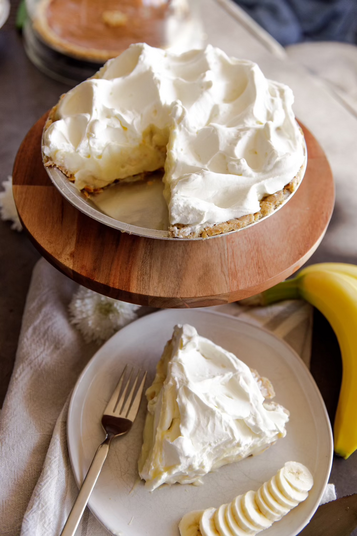 Fresh Banana Cream pie from The Flaky Apple Pie Co.  Gluten Free Pie available 