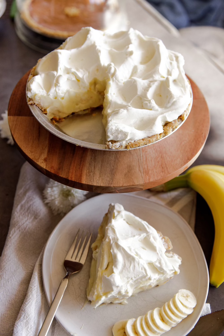 Fresh Banana Cream pie from The Flaky Apple Pie Co.  Gluten Free Pie available 