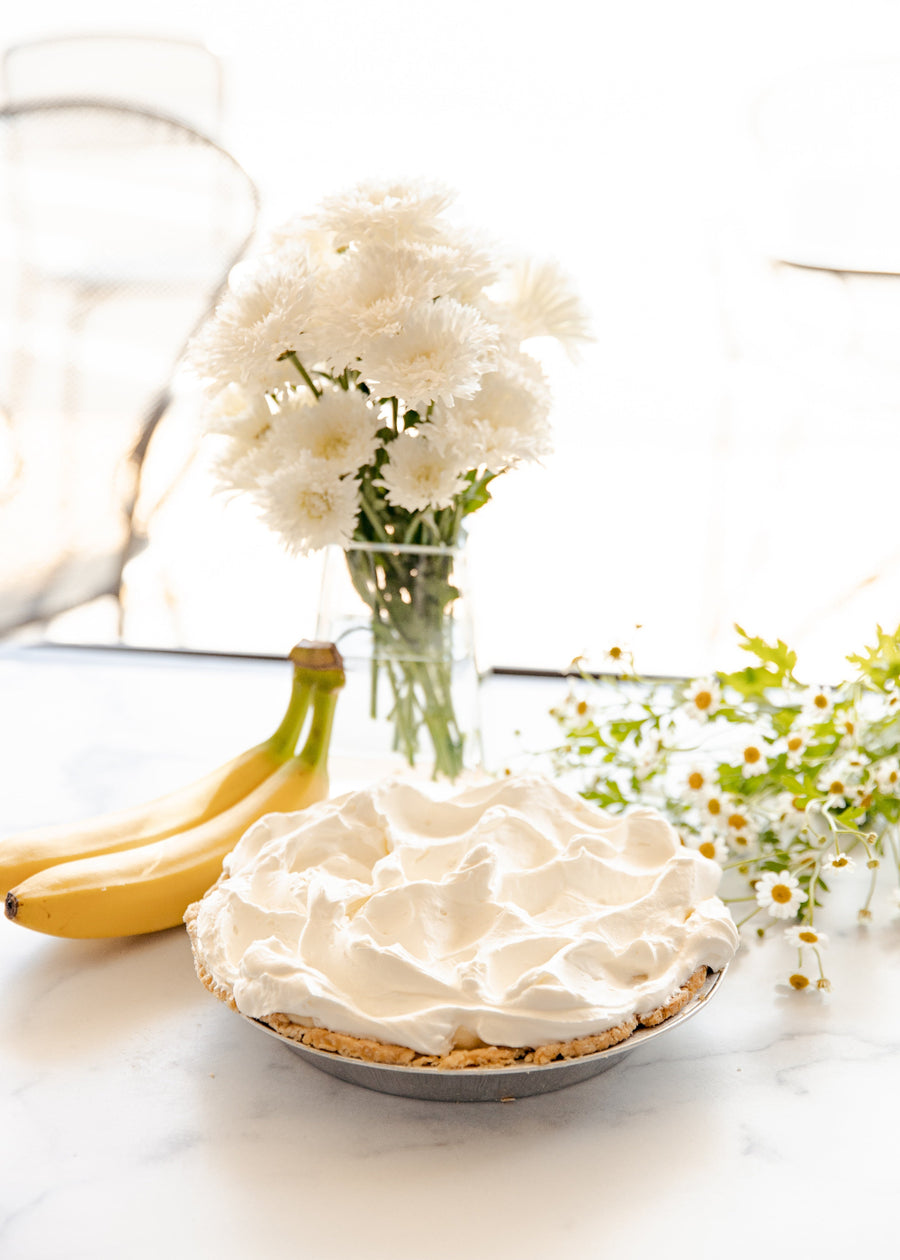 Fresh Banana Cream pie from The Flaky Apple Pie Co.  Gluten Free Pie available 
