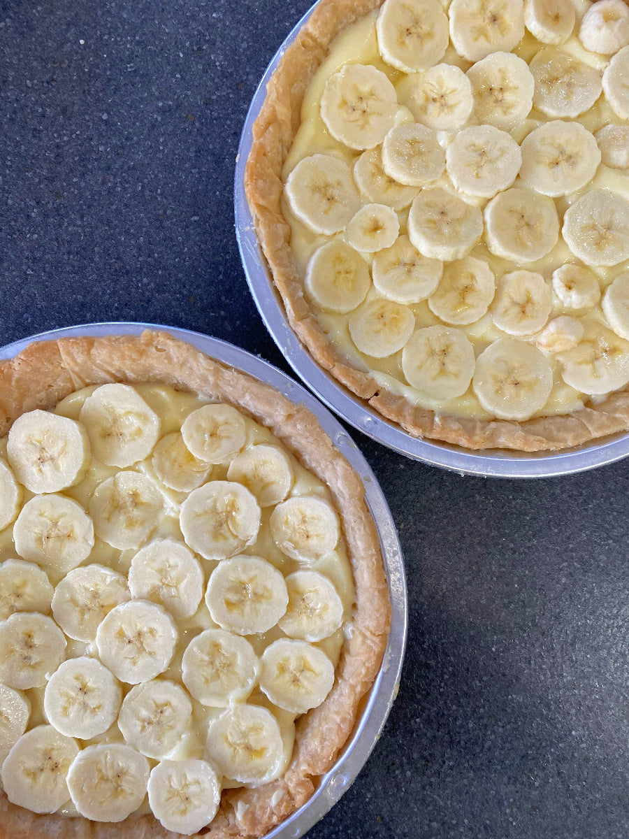 Fresh Banana Cream pie from The Flaky Apple Pie Co.  Gluten Free Pie available 