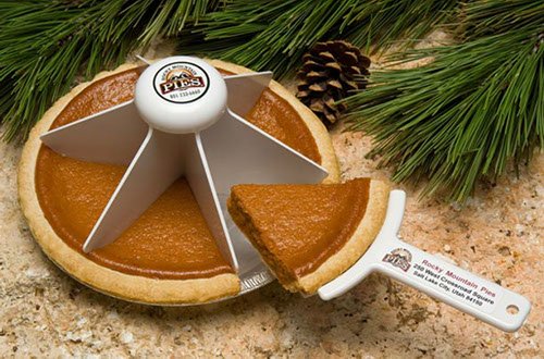 Not only cuts your Flaky Apple Pie Company Pie into 6 even slices .... it protects each piece till it’s removed and served, preserving each piece from drying out and running.  Comes with serving spatula.