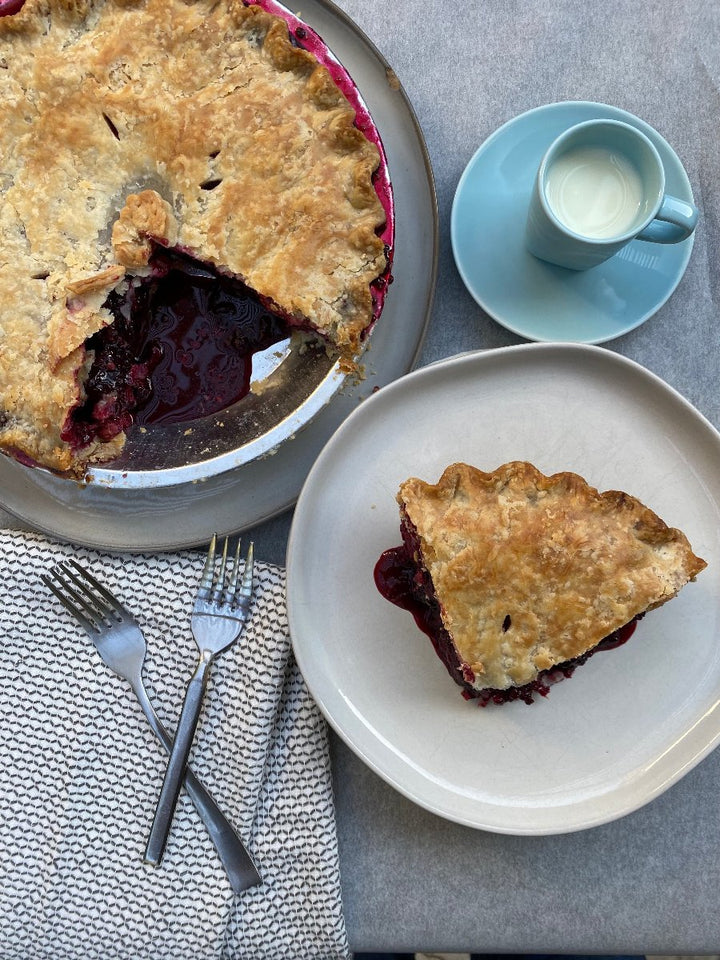 Purchase the ready to bake  Boysenberry Pie rom the Flaky Apple Pie Company and wow all our friends with your baking skills this Holiday Season.