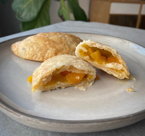 Purchase the ready to bake Peach Turnovers  from the Flaky Apple Pie Company and wow all our friends with your baking skills this Holiday Season.