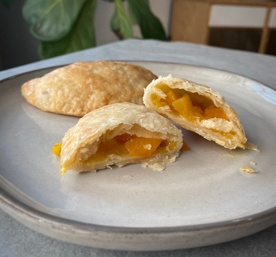 Purchase the ready to bake Peach Turnovers  from the Flaky Apple Pie Company and wow all our friends with your baking skills this Holiday Season.
